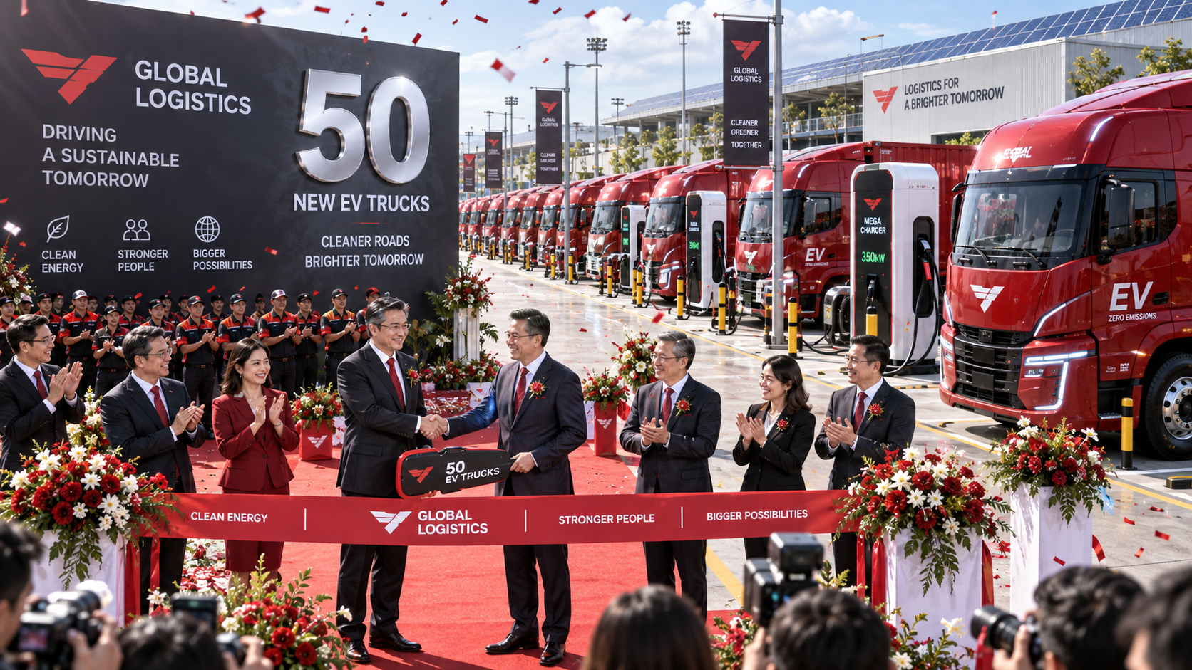 เรดสปีด โลจิสติกส์ ส่งมอบกองรถบรรทุกไฟฟ้าหัวลาก 100% (EV Trucks) ล็อตแรก 50 คัน มุ่งสู่ Green Logistics